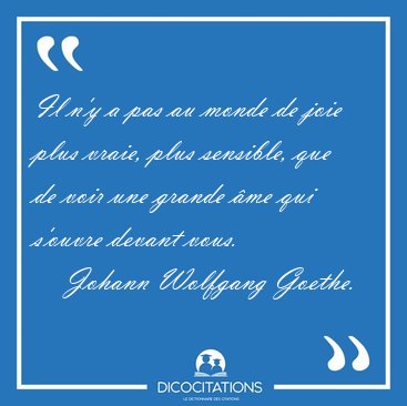 Il n'y a pas au monde de joie plus vraie, plus sensible, que de [...] - Johann Wolfgang Goethe...