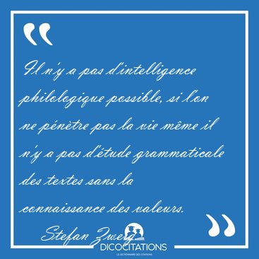 Il n'y a pas d'intelligence philologique possible, si l'on ne [...] - Stefan Zweig...