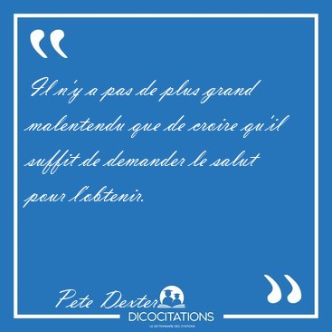 Il n'y a pas de plus grand malentendu que de croire qu'il suffit [...] - Pete Dexter...