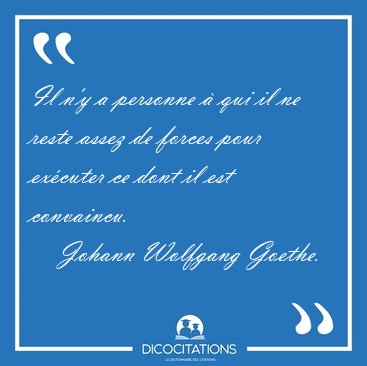 Il n'y a personne � qui il ne reste assez de forces pour [...] - Johann Wolfgang Goethe...