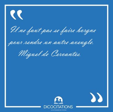 Il ne faut pas se faire borgne pour rendre un autre [...] - Miguel de Cervant�s...