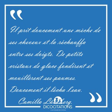 Il prit doucement une mche de ses cheveux et la rchauffa entre [...] - Camilla Lckberg...
