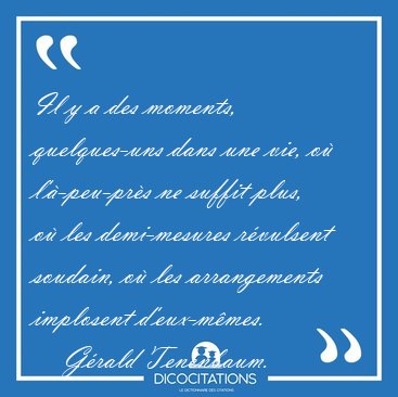Il y a des moments, quelques-uns dans une vie, o l'-peu-prs [...] - Grald Tenenbaum...
