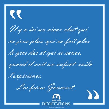 Il y a ici un vieux chat qui ne joue plus, qui ne fait plus le [...] - Les fr�res Goncourt...