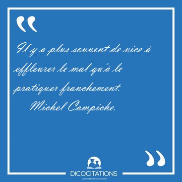 Il y a plus souvent de vice � effleurer le mal qu'� le pratiquer [...] - Michel Campiche...