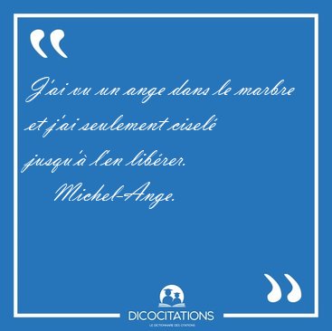 J'ai vu un ange dans le marbre et j'ai seulement cisel jusqu' [...] - Michel-Ange...