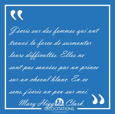 J'cris sur des femmes qui ont trouv la force de surmonter [...] - Mary Higgins Clark...