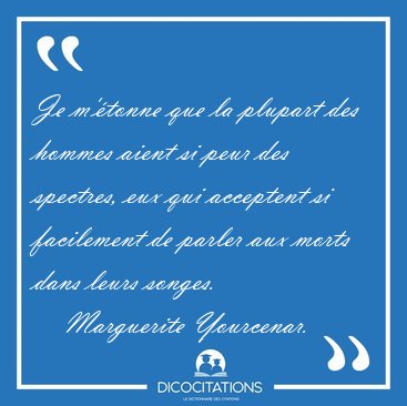 Je m'tonne que la plupart des hommes aient si peur des [...] - Marguerite Yourcenar...