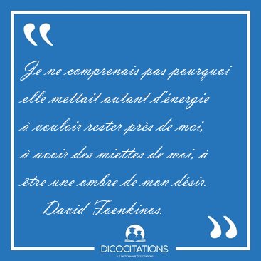Je ne comprenais pas pourquoi elle mettait autant d'�nergie � [...] - David Foenkinos...