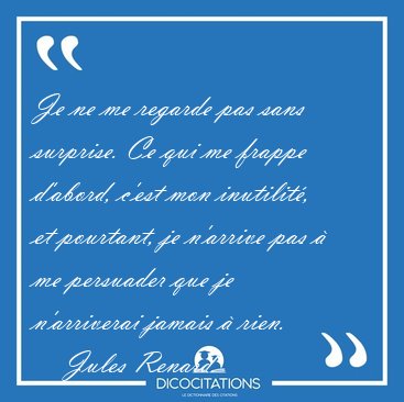 Je ne me regarde pas sans surprise. Ce qui me frappe d'abord, [...] - Jules Renard...
