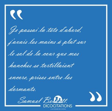Je passai la tte d'abord, j'avais les mains  plat sur le sol [...] - Samuel Beckett...