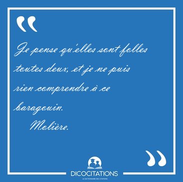 Je pense qu'elles sont folles toutes deux, et je ne puis rien [...] - Molire...