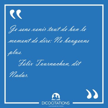 Je sens venir tout de bon le moment de dire: Ne bougeons [...] - F�lix Tournachon, dit Nadar...