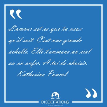 L'amour est ce que tu veux qu'il soit. C'est une grande �chelle. [...] - Katherine Pancol...