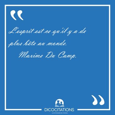 L'esprit est ce qu'il y a de plus b�te au [...] - Maxime Du Camp...