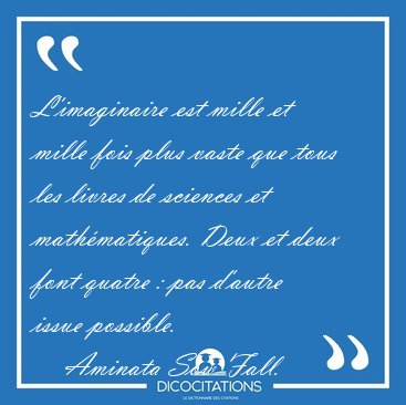 L'imaginaire est mille et mille fois plus vaste que tous les [...] - Aminata Sow Fall...