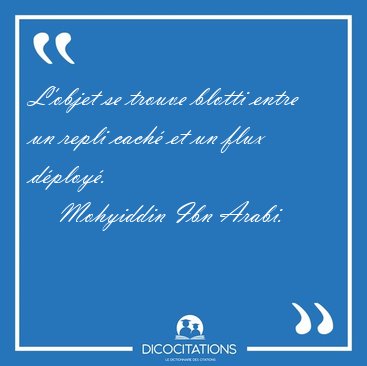 L'objet se trouve blotti entre un repli cach� et un flux [...] - Mohyiddin Ibn Arabi...