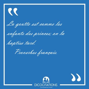 La goutte est comme les enfants des princes; on la baptise [...] - Proverbes franais...