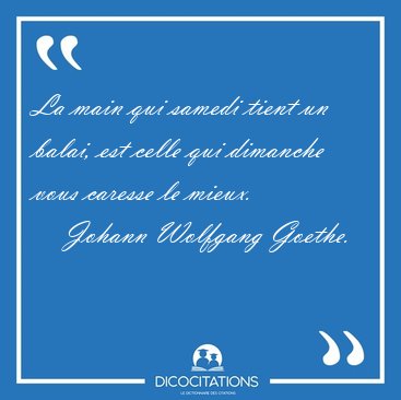 La main qui samedi tient un balai, est celle qui dimanche vous [...] - Johann Wolfgang Goethe...