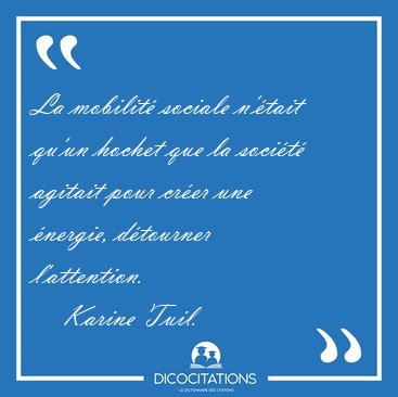 La mobilit� sociale n'�tait qu'un hochet que la soci�t� agitait [...] - Karine Tuil...