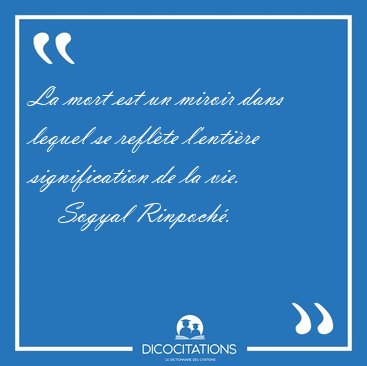 La mort est un miroir dans lequel se reflte l'entire [...] - Sogyal Rinpoch...