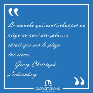 La mouche qui veut �chapper au pi�ge ne peut �tre plus en s�ret� [...] - Georg Christoph Lichtenberg...