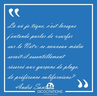 L o je tique, c'est lorsque j'entends parler de surfer sur le [...] - Andr Santini...