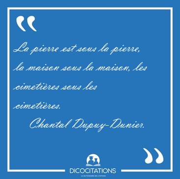 La pierre est sous la pierre, la maison sous la maison, les [...] - Chantal Dupuy-Dunier...