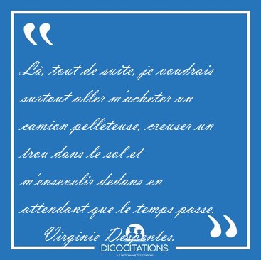 L, tout de suite, je voudrais surtout aller m'acheter un camion [...] - Virginie Despentes...