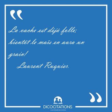 La vache est d�j� folle; bient�t le ma�s en aura un [...] - Laurent Ruquier...