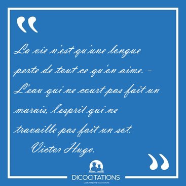 La vie n'est qu'une longue perte de tout ce qu'on aime. - L'eau [...] - Victor Hugo...