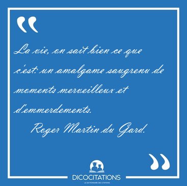 La vie, on sait bien ce que c'est: un amalgame saugrenu de [...] - Roger Martin du Gard...