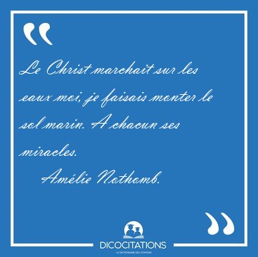 Le Christ marchait sur les eaux moi, je faisais monter le sol [...] - Amlie Nothomb...