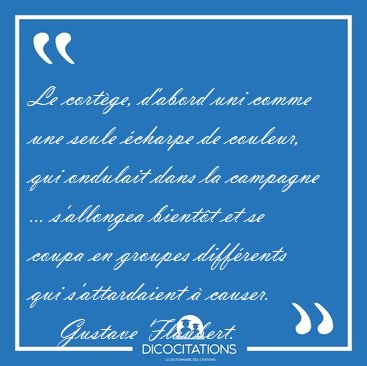 Le cort�ge, d'abord uni comme une seule �charpe de couleur, qui [...] - Gustave Flaubert...