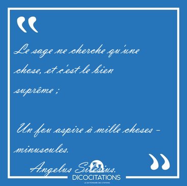 Le sage ne cherche qu'une chose, et c'est le bien supr�me ;  [...] - Angelus Silesius...