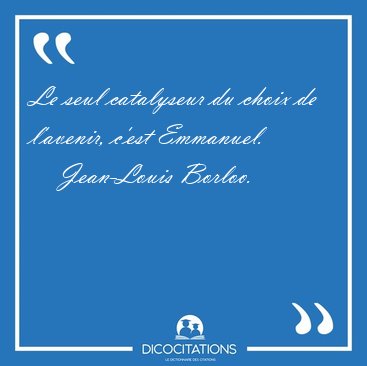 Le seul catalyseur du choix de l'avenir, c'est [...] - Jean-Louis Borloo...
