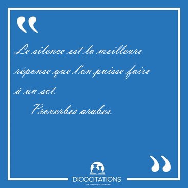 Le silence est la meilleure rponse que l'on puisse faire  un [...] - Proverbes arabes...