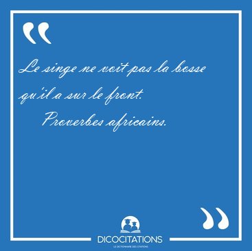 Le singe ne voit pas la bosse qu'il a sur le [...] - Proverbes africains...