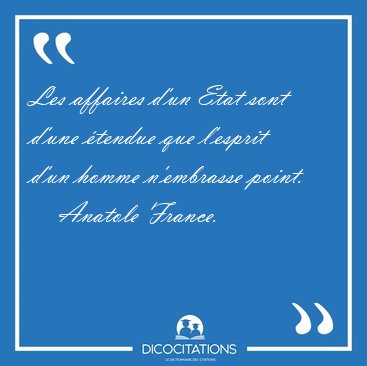 Les affaires d'un Etat sont d'une tendue que l'esprit d'un [...] - Anatole France...