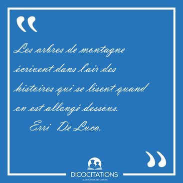 Les arbres de montagne crivent dans l'air des histoires qui se [...] - Erri  De Luca...