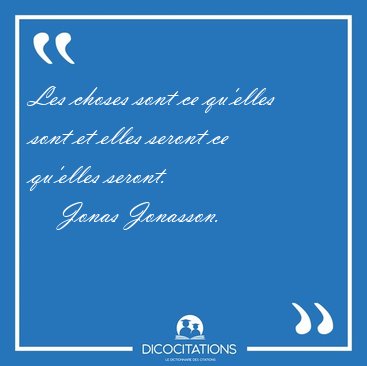 Les choses sont ce qu'elles sont et elles seront ce qu'elles [...] - Jonas Jonasson...