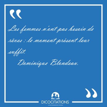 Les femmes n'ont pas besoin de r�ves : le moment pr�sent leur [...] - Dominique Blondeau...