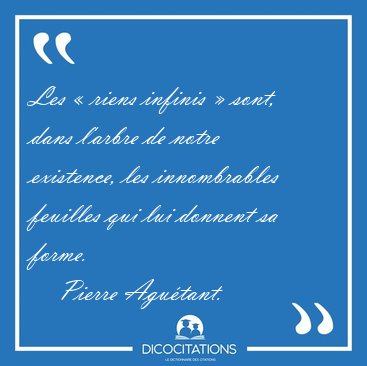 Les  riens infinis  sont, dans l'arbre de notre existence, les [...] - Pierre Agutant...