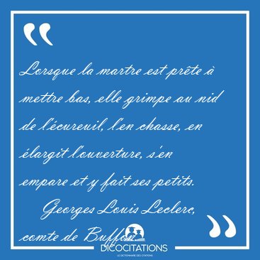 Lorsque la martre est prte  mettre bas, elle grimpe au nid de [...] - Georges Louis Leclerc, comte de Buffon...