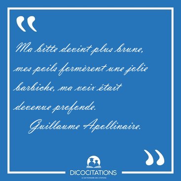 Ma bitte devint plus brune, mes poils formrent une jolie [...] - Guillaume Apollinaire...