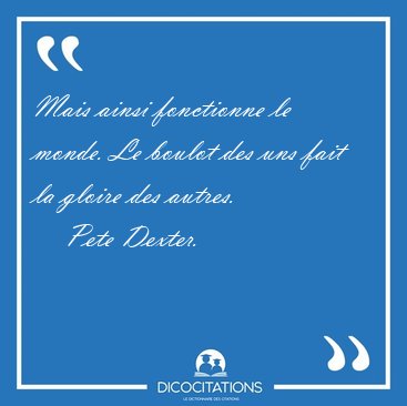 Mais ainsi fonctionne le monde. Le boulot des uns fait la gloire [...] - Pete Dexter...