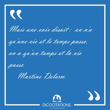 Mais une voix disait :  on n'a qu'une vie et le temps passe, on [...] - Martine Delerm...