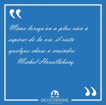 M�me lorsqu'on a plus rien � esp�rer de la vie, il reste quelque [...] - Michel Houellebecq...
