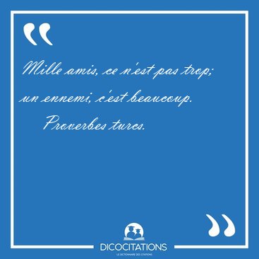 Mille amis, ce n'est pas trop; un ennemi, c'est [...] - Proverbes turcs...
