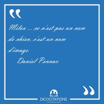 Milou ... ce n'est pas un nom de chien, c'est un nom [...] - Daniel Pennac...